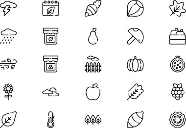 Sonbahar simgeleri koleksiyonu düzenlenebilir felçli bir vektör illüstrasyonudur.