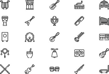 Müzik enstrümanları simgeleri koleksiyonu düzenlenebilir felçli bir vektör illüstrasyonudur.