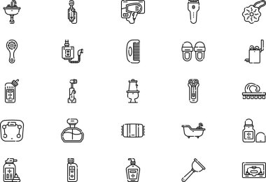 Banyo simgeleri koleksiyonu düzenlenebilir felçli bir vektör illüstrasyonudur.