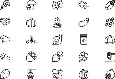 Sonbahar doğa simgeleri koleksiyonu düzenlenebilir felçli bir vektör illüstrasyonudur.