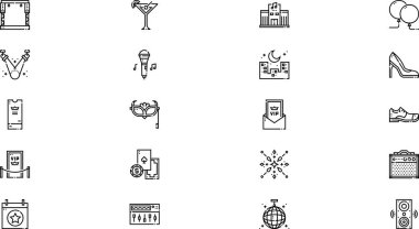 Night life icons High-Quality Vector Icons Collection with Editable Stroke. Ideal for Professional and Creative Projects. clipart