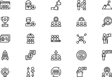 Takım çalışması simgeleri koleksiyonu düzenlenebilir felçli bir vektör illüstrasyonudur.