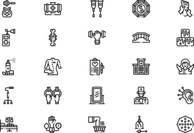 Fizyoterapi simgeleri koleksiyonu düzenlenebilir felçli bir vektör illüstrasyonudur..