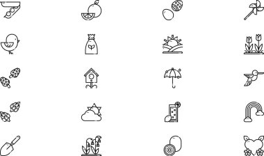 Bahar simgeleri koleksiyonu düzenlenebilir felçli bir vektör illüstrasyonudur.