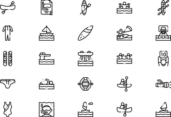 Su sporu simgeleri koleksiyonu düzenlenebilir felçli bir vektör illüstrasyonudur.