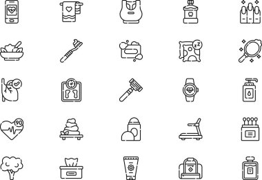 Wellness simgeleri koleksiyonu düzenlenebilir felçli bir vektör illüstrasyonudur.