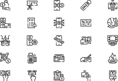 Ödeme simgeleri koleksiyonu düzenlenebilir felçli bir vektör illüstrasyonudur.