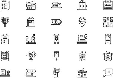 Kamu hizmetleri simgeleri koleksiyonu düzenlenebilir felçli bir vektör illüstrasyonudur.