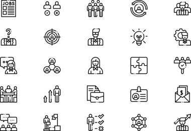 İnsan kaynakları simgeleri koleksiyonu düzenlenebilir felçli bir vektör illüstrasyonudur.