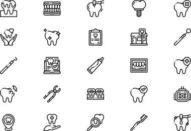 Diş bakımı simgeleri koleksiyonu düzenlenebilir felçli bir vektör illüstrasyonudur.