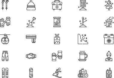 Kayak merkezi simgeleri koleksiyonu düzenlenebilir felçli bir vektör illüstrasyonudur.