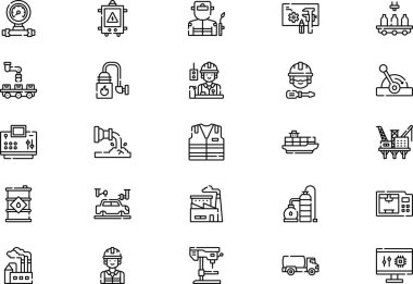 Sektör simgeleri koleksiyonu, düzenlenebilir felçli bir vektör illüstrasyonudur.
