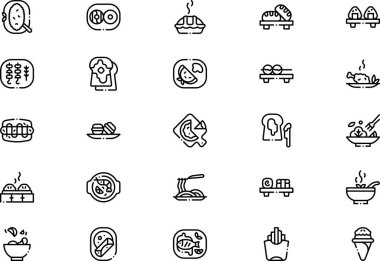 International food icons collection is a vector illustration with editable stroke. clipart