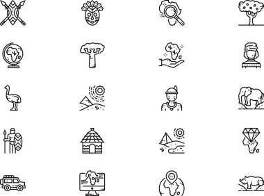 Africa icons collection is a vector illustration with editable stroke. clipart