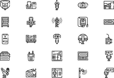 Radyo simgeleri koleksiyonu düzenlenebilir felçli bir vektör illüstrasyonudur.