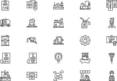 Petrol ve gaz endüstrisi simgeleri koleksiyonu düzenlenebilir felçli bir vektör illüstrasyonudur.