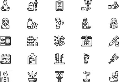 Terapi simgeleri koleksiyonu düzenlenebilir felçli bir vektör illüstrasyonudur.