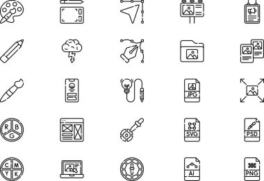 Graphic design icons collection is a vector illustration with editable stroke. clipart