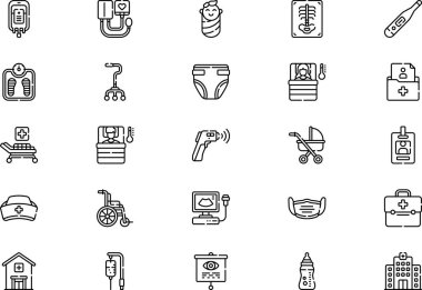 Nursing icons collection is a vector illustration with editable stroke.