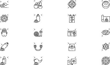 International day of yoga icons collection is a vector illustration with editable stroke. clipart