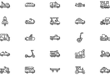 Taşıma simgeleri koleksiyonu düzenlenebilir felçli bir vektör illüstrasyonudur.
