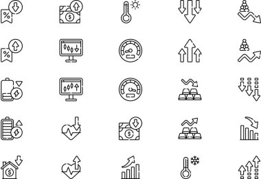 Increase and decrease icons collection is a vector illustration with editable stroke. clipart