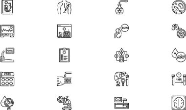 Medical tests icons collection is a vector illustration with editable stroke. clipart