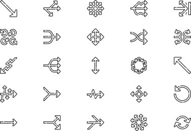 Arrows and chevron icons collection is a vector illustration with editable stroke. clipart