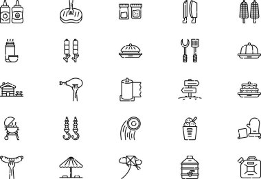 Piknik simgeleri koleksiyonu düzenlenebilir felçli bir vektör illüstrasyonudur.