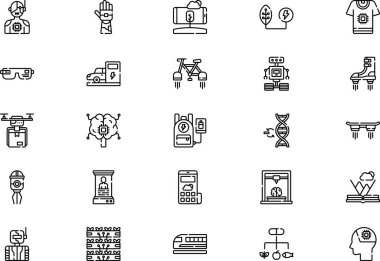 Technology of the future icons collection is a vector illustration with editable stroke. clipart