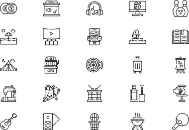 Hobiler ve boş zaman simgeleri koleksiyonu düzenlenebilir felçli bir vektör illüstrasyonudur.