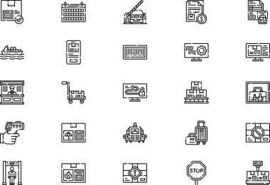 Gümrük simgeleri koleksiyonu düzenlenebilir felçli bir vektör illüstrasyonudur.