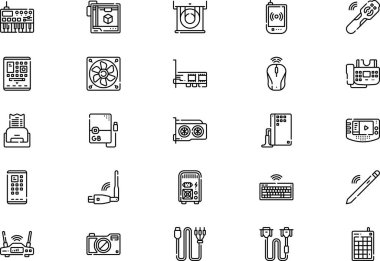 Bilgisayar çevresel simge koleksiyonu düzenlenebilir felçli bir vektör illüstrasyonudur.