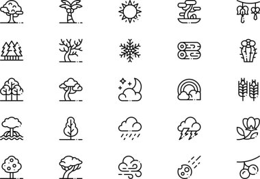 Doğa çiçek simgeleri koleksiyonu düzenlenebilir felçli bir vektör illüstrasyonudur.