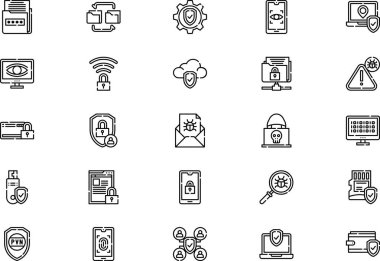 Veri koruma simgeleri koleksiyonu düzenlenebilir felçli bir vektör illüstrasyonudur.