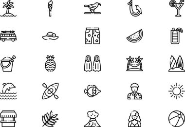 Hawaii simge koleksiyonu düzenlenebilir felçli bir vektör illüstrasyonudur.