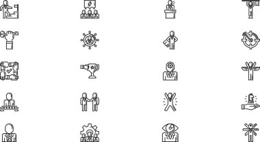 Liderlik simgeleri: Düzenlenebilir Vuruşlu Yüksek Kaliteli Vektör Simgeleri Koleksiyonu. Profesyonel ve Yaratıcı Projeler için ideal.