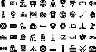 Curling şampiyonası ikonları Yüksek Kaliteli Vektör Simgeleri Koleksiyonu ve Düzenlenebilir Darbe. Profesyonel ve Yaratıcı Projeler için ideal.