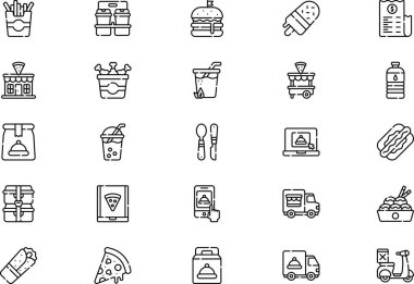 Götür simgeleri koleksiyonu düzenlenebilir felçli bir vektör illüstrasyonudur.