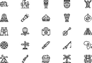 Safari simgeleri koleksiyonu düzenlenebilir felçli bir vektör illüstrasyonudur.