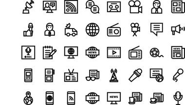 Düzenlenebilir Vuruşlu Haber Simgeleri Yüksek Kalite Vektör Simgeleri Koleksiyonu. Profesyonel ve Yaratıcı Projeler için ideal.