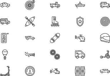 Kişisel taşıma simgeleri koleksiyonu düzenlenebilir felçli bir vektör illüstrasyonudur.