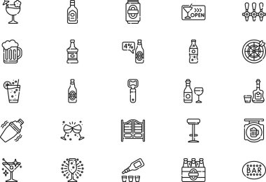 Bar simgeleri koleksiyonu düzenlenebilir felçli bir vektör illüstrasyonudur.