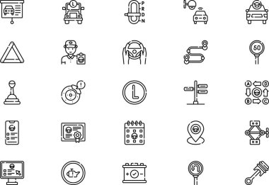 Sürücü simgeleri koleksiyonu düzenlenebilir felçli bir vektör illüstrasyonudur.