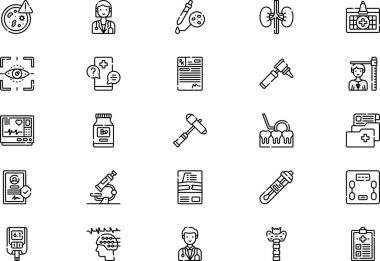 Sağlık kontrol simgeleri koleksiyonu düzenlenebilir felçli bir vektör illüstrasyonudur.