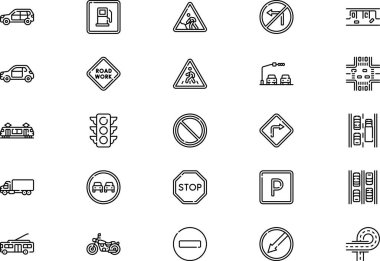 Traffic icons collection is a vector illustration with editable stroke. clipart