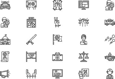 Protest icons collection is a vector illustration with editable stroke. clipart