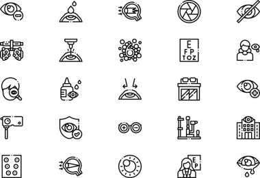 Optometrist simge koleksiyonu düzenlenebilir felçli bir vektör illüstrasyonudur.