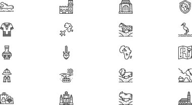 Afrika Yüksek Kaliteli Vektör Simgeleri Koleksiyonu Düzenlenebilir Vuruşla simgeleşiyor. Profesyonel ve Yaratıcı Projeler için ideal.