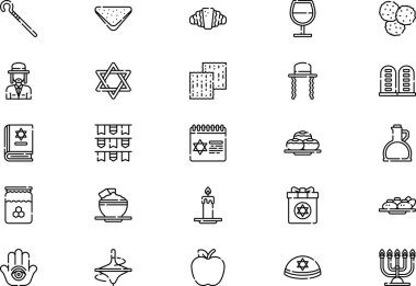 Hanukkah icons collection is a vector illustration with editable stroke. clipart